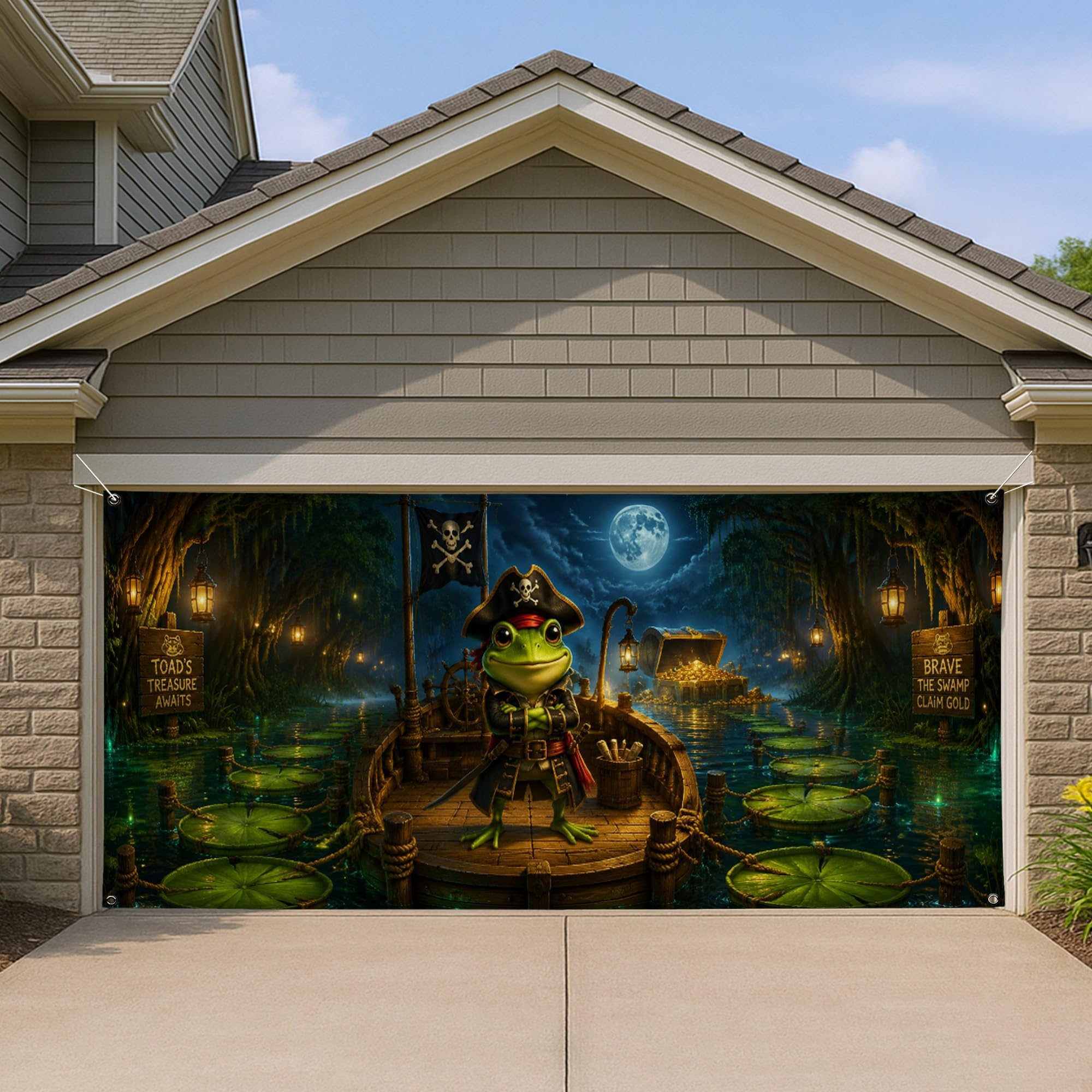 Décoration de porte de garage pirate grand format pour cacher un mur