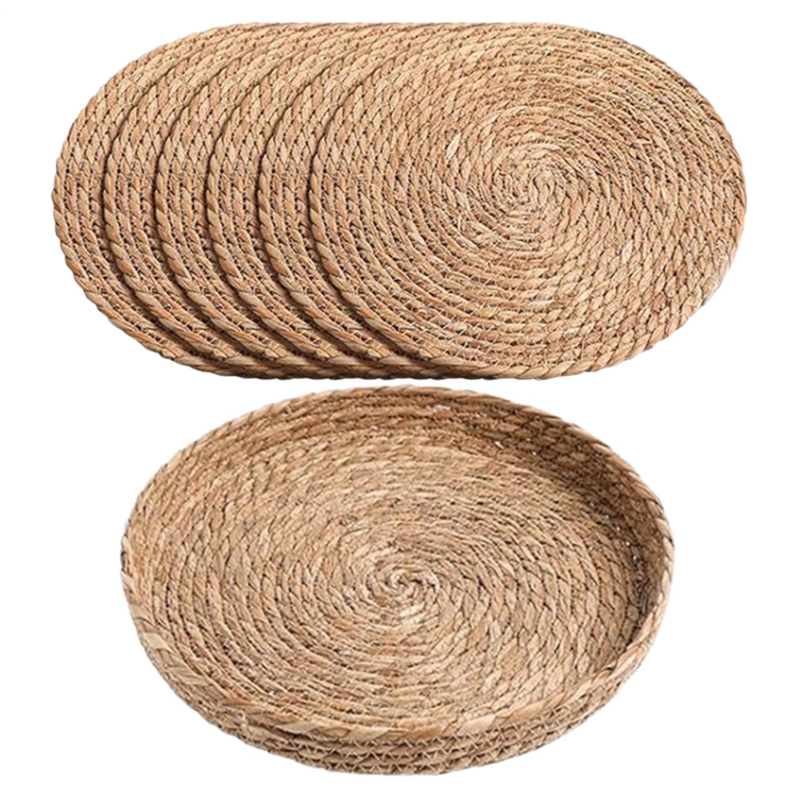 Tovaglietta In Rattan 6 Pezzi 30 cm Intrecciati a Mano in Rattan Naturale | Sottopiatto Rotondo Per Cucina Casa Patio Giardino Picnic Campeggio Matrimonio Festa