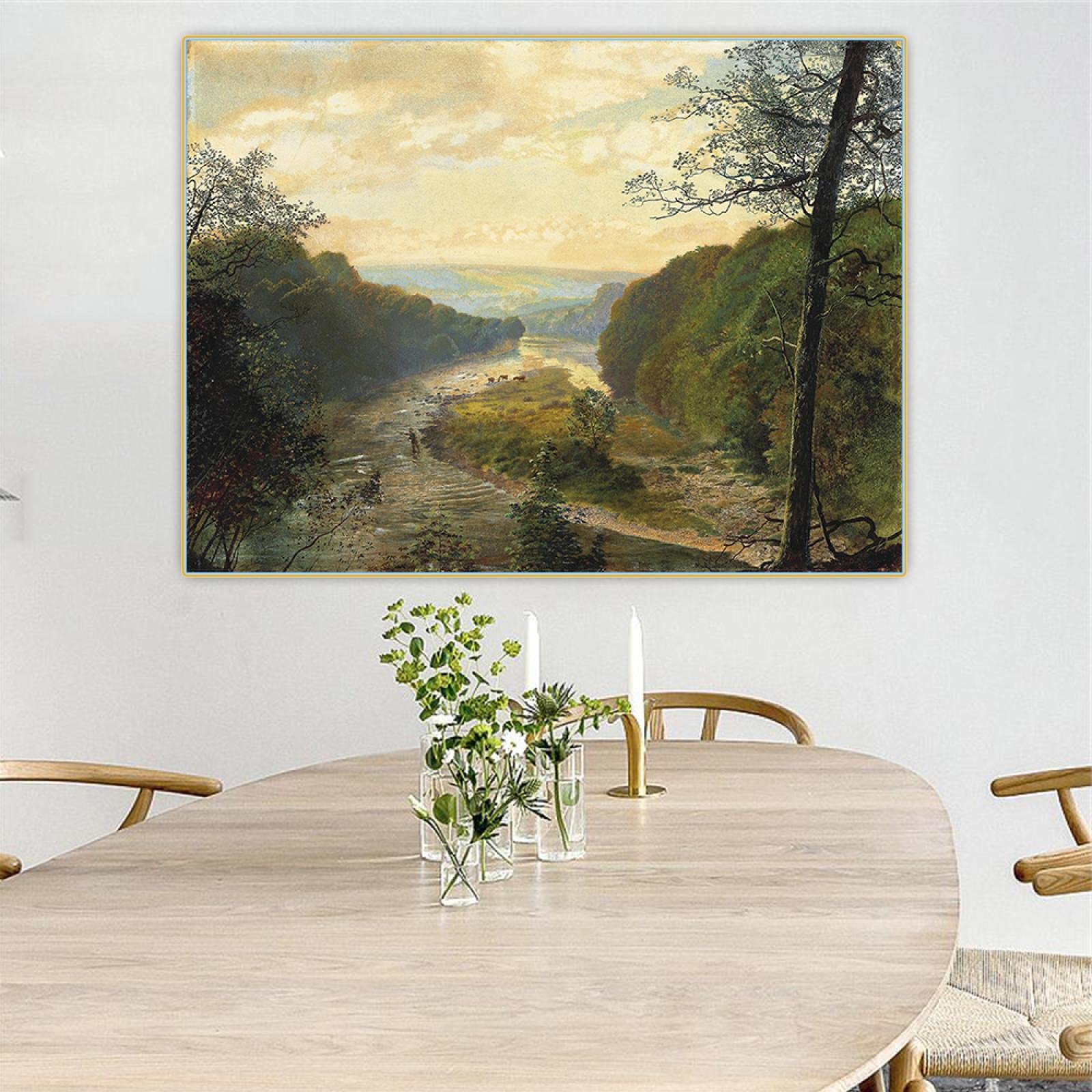 The Wharfe Valley, with Barden Tower beyond by John Atkinson Grimshaw Canvas Oil Painting Picture Home Decor Canvas Prints 70x100cm Frameless