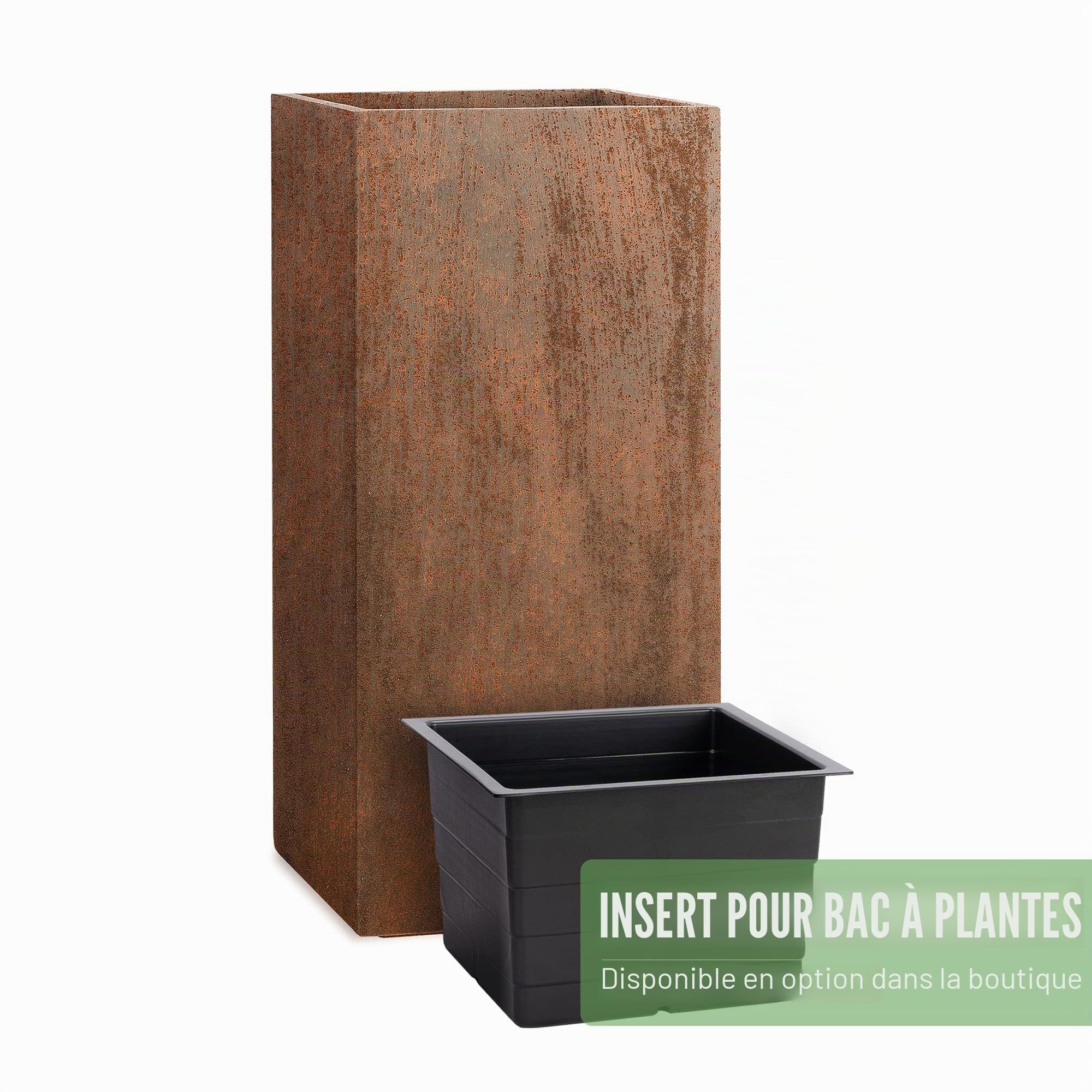 Pflanzwerk® Pot de Fleur Tower Jardinière Brun Roux 70x33x33cm *Résistant au Gel* *Protection UV* *Qualité européenne*