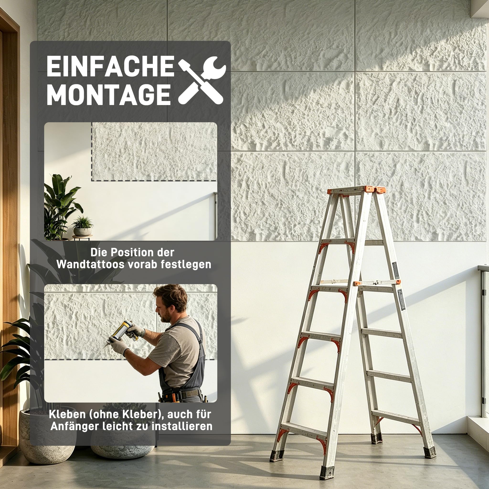 Aufun 3 paneles de pared 3D con aspecto de piedra, 120 x 60 cm, 3 cm de grosor, revestimiento de pared de poliestireno para interiores, paneles ligeros de techo y placas de pared, imitación piedra