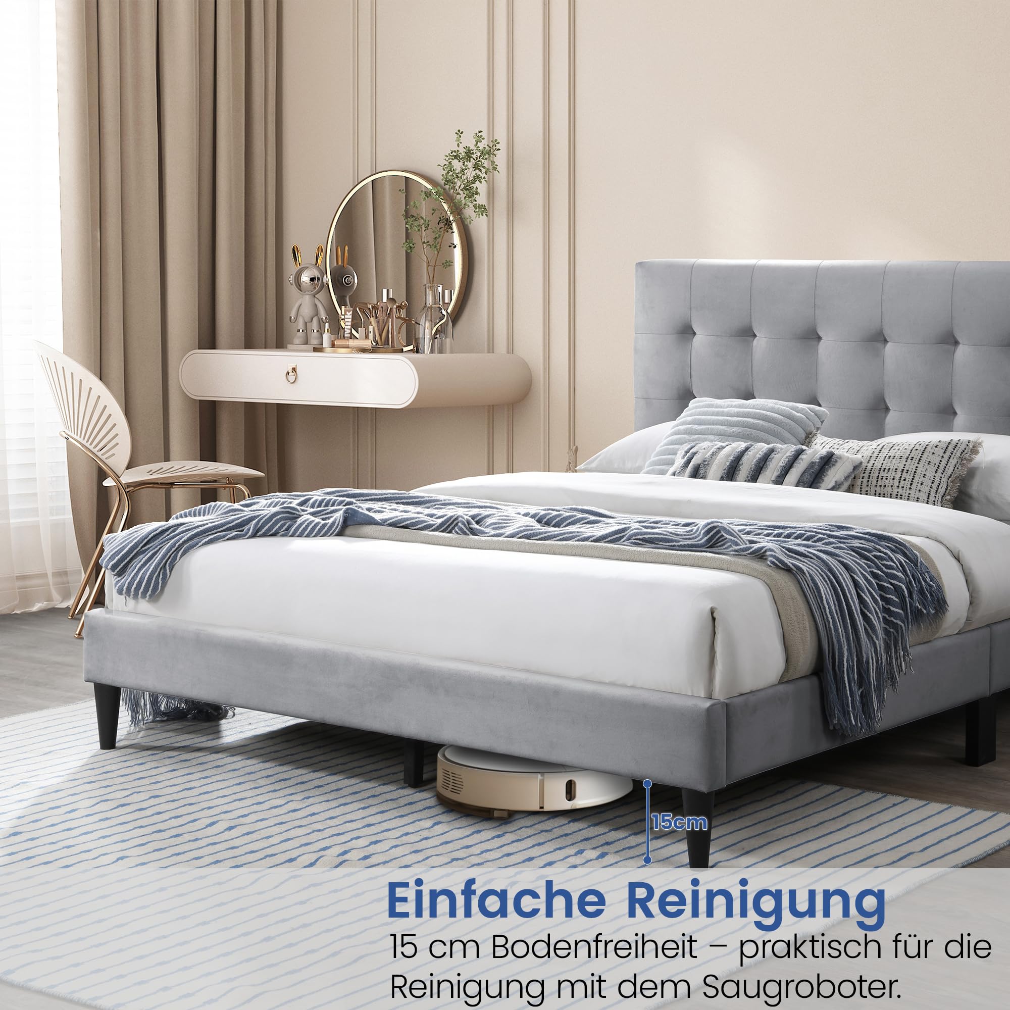 Home Collective gestoffeerd bed, bed met opbergruimte, opbergbed met