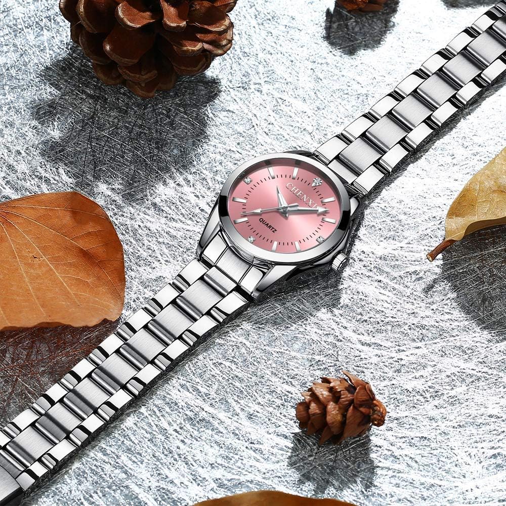 MASTOP Women's Classic Fashion Silver Stainless Steel Watches Waterproof Date Luminous Lady Dress Wrist Watch - Image 3