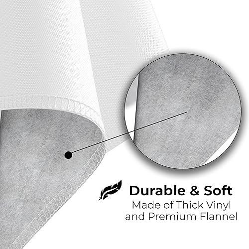 Miniatura 4 de Exquisite Manteles de vinilo blanco de 54 x 70 pulgadas, paquete de 3 manteles rectangulares con reverso de franela, plástico, reutilizable e