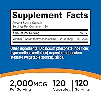 Vista 2 de Nutricost Vitamina B12 (Metilcobalamina) 2000mcg, 120 Cápsulas - Cápsulas Vegetarianas, Sin OGM, Suplemento de B12 Sin Gluten