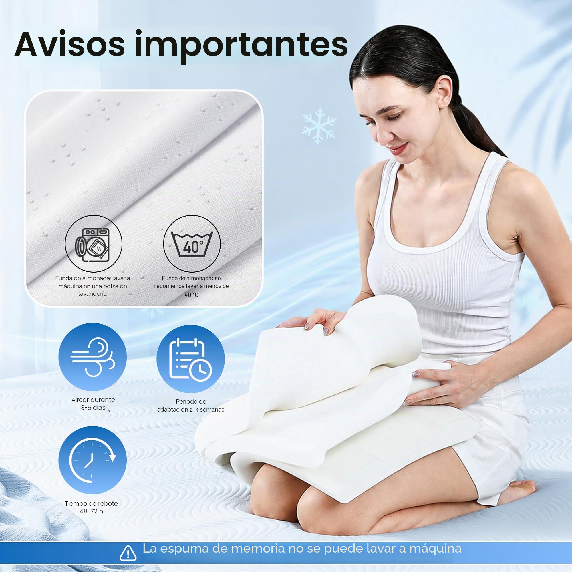 Elviros Almohada Cervicales y Cuello de Memory Foam Altura Ajustable, Almohada Cervical Ortopedica Ergonómica para Dormir de Lado y Boca Arriba, Funda Transpirable y Desenfundable,60×35.5×13,5/11.5cm
