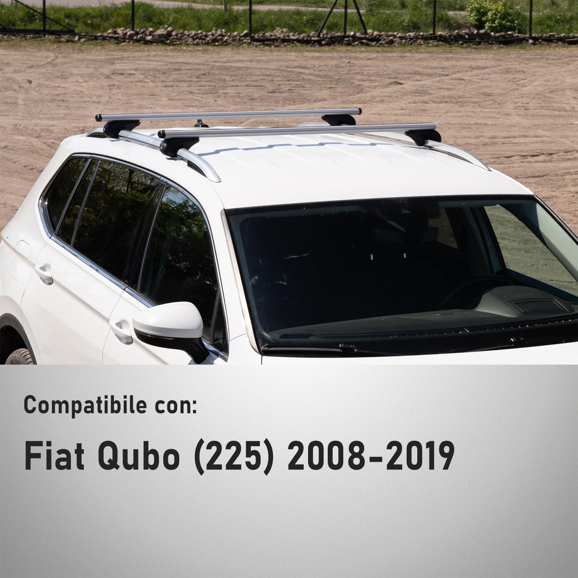 CHROMEMASTER Portapacchi da Tetto, Barre Tetto; Compatibile con Fiat Qubo 2008-2019; Per il Trasporto di Box da Tetto, Portabiciclette, Scala | Struttura Leggera e Resistente in Alluminio