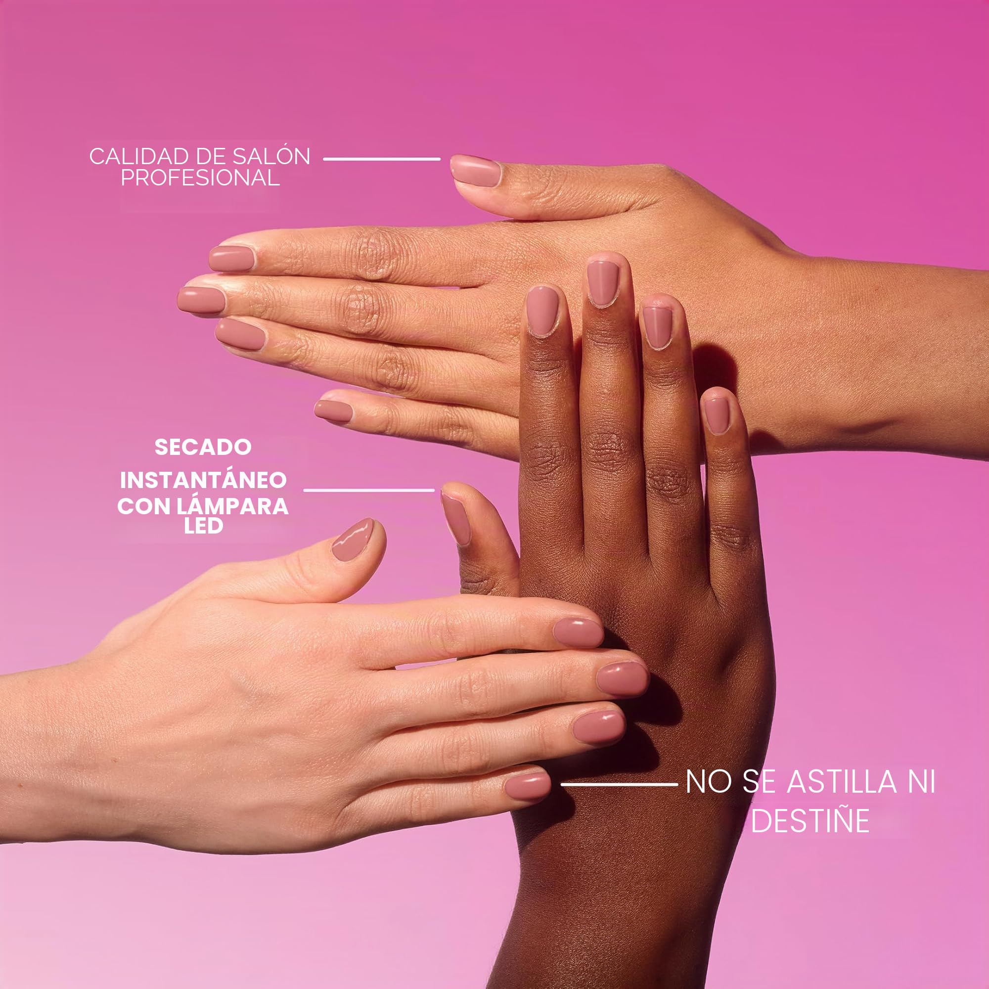 Pink Gellac Kit de Uñas Semipermanentes - Set Manicura y Pedicura con Pro Lampara Uñas Semipermanentes Rosa, 4 Tonos Rojos 15 ml, Top Coat y Base Coat Peel Off, Removedor, Limpiador - Calidad de Salón
