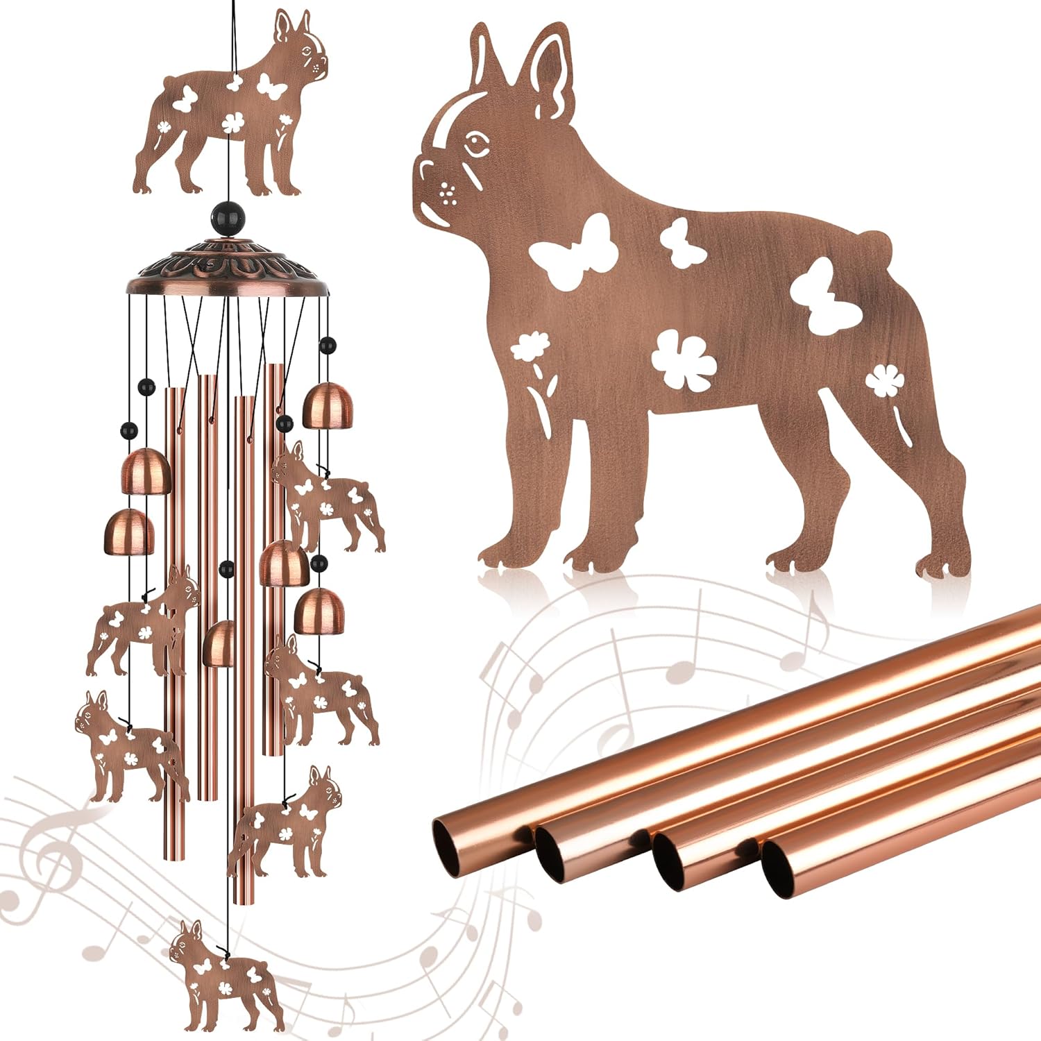 Boston Terrier Wind Chimes, Boston Terrier Gifts for Dog Lovers Women Men, Dog Metal Windchimes, Outdoor Memorial Housewarming Birthday Gifts, Patio Décor - Image 7