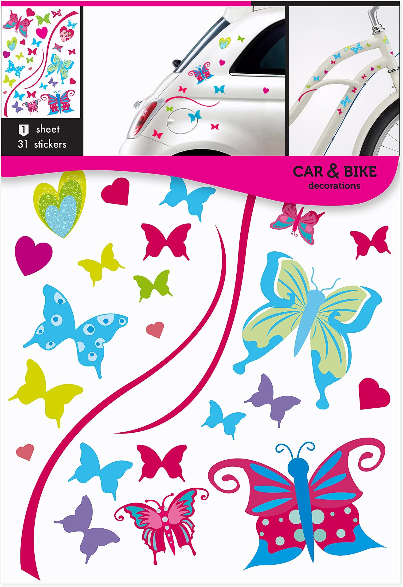 Car Bike stickers Colorfull Butterfly