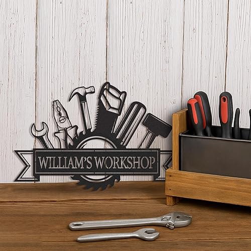 Miniatura 2 de Letreros de garaje personalizados para hombres, letrero de taller de papás, letrero personalizado de metal para exteriores, decoración de cueva de