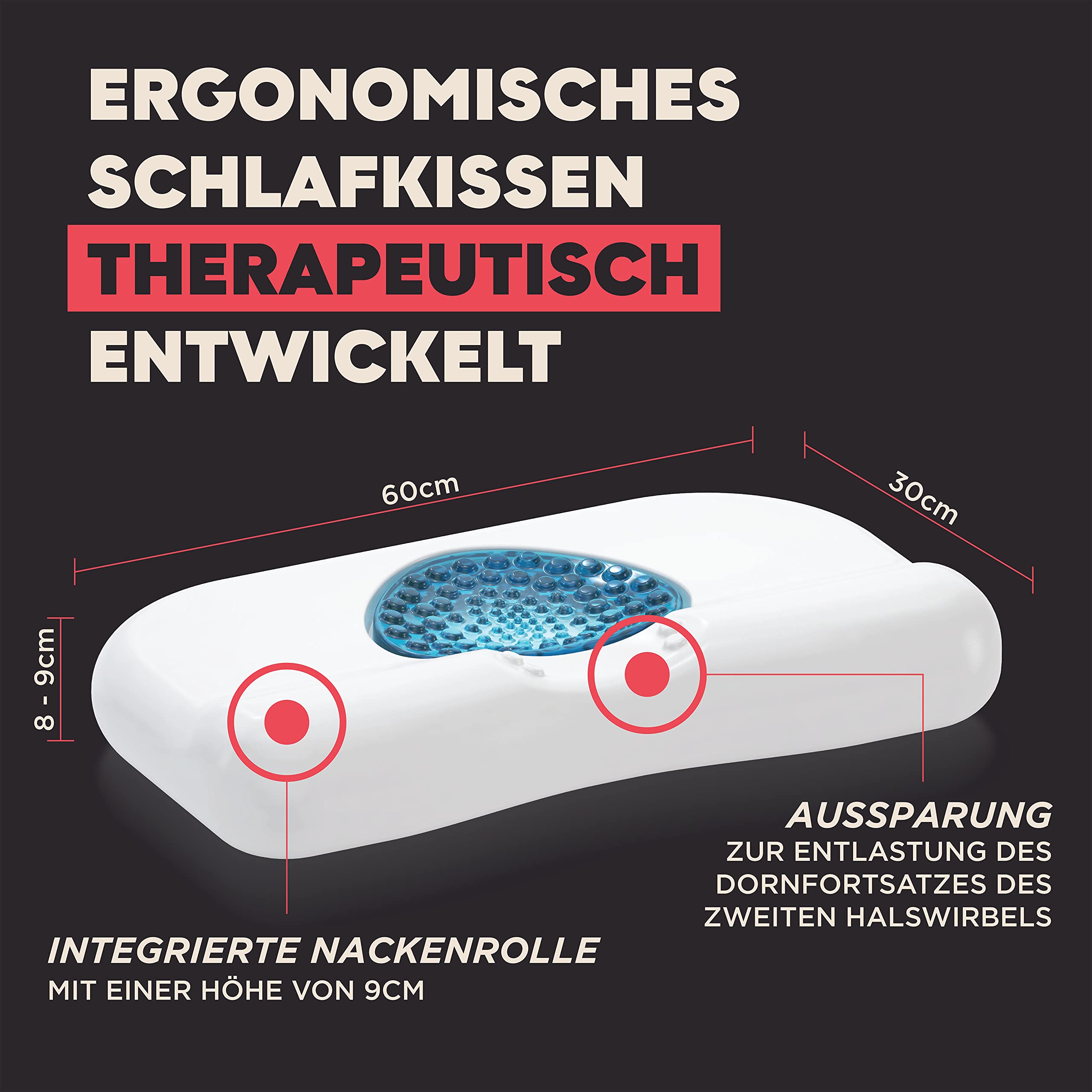 TMX Triggerkissen | Für Rücken- und Bauchschläfer | Unterstützung und Entlastung von Kopf, Nacken und Schultern | Entwickelt im Gemeinschaftsprojekt mit Technogel