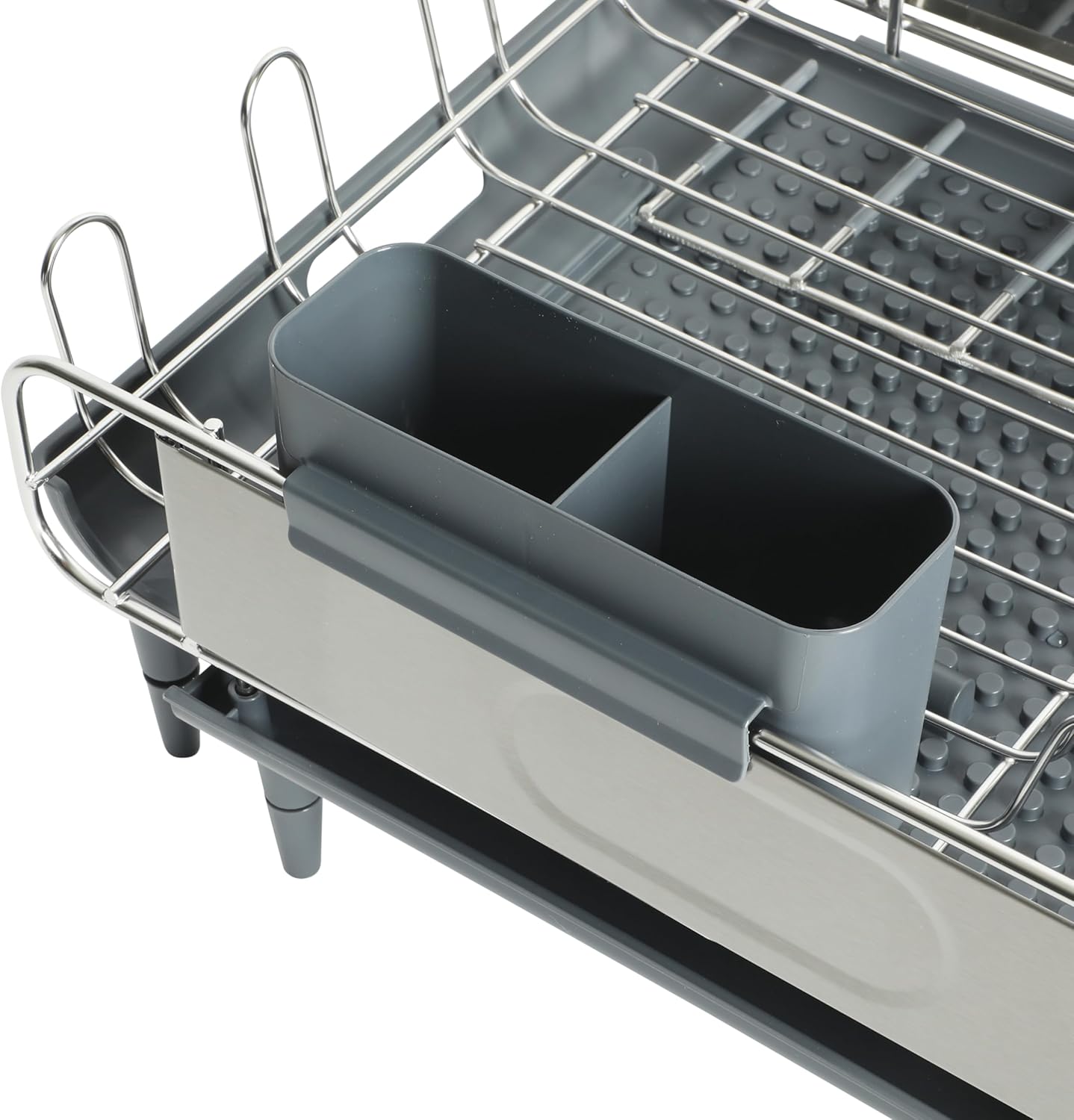 Kenmore Loxdell Expandable Full Size Rust Resistant Dish Rack with Drain Board and Flatware Caddy