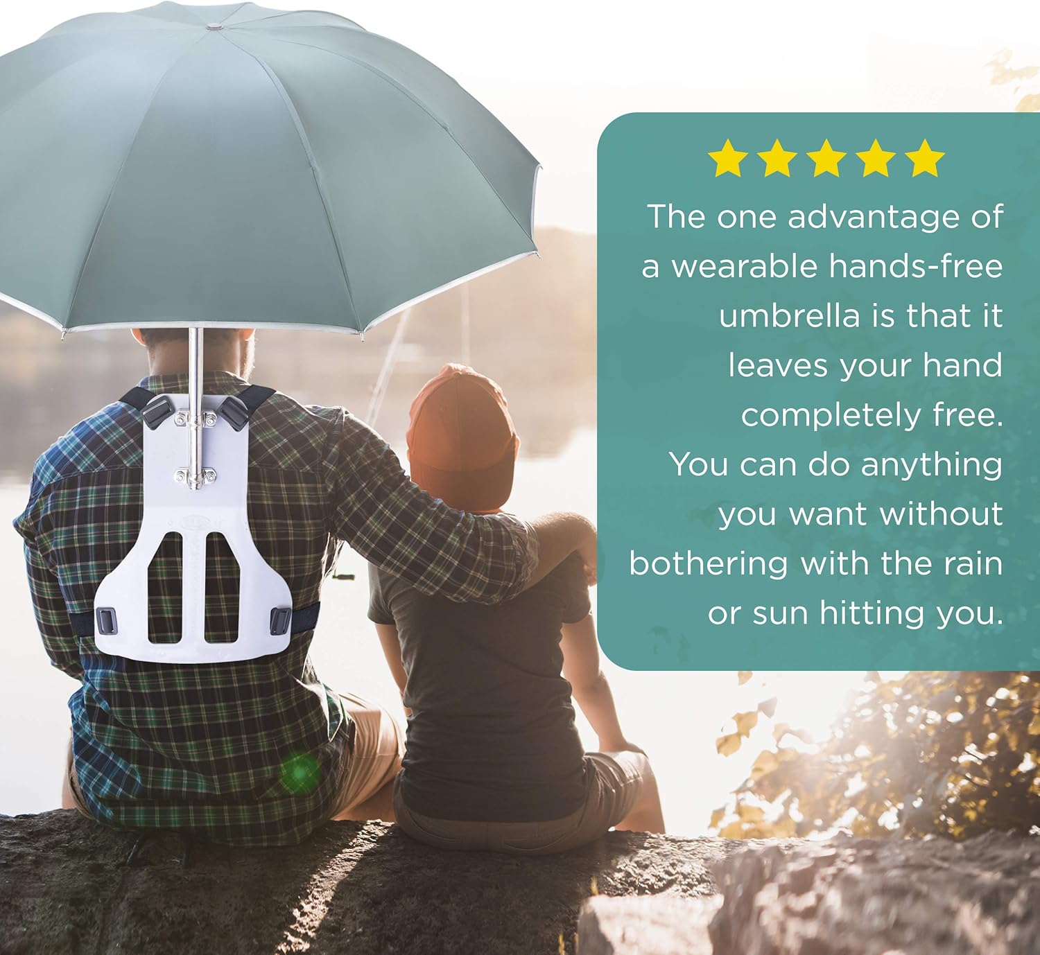 Primo Supply Wearable Hands-Free Umbrella Sun Rain Blocker Fishing Outdoor Use Running Jogging Get Shade and Avoid Hot Afternoons Outside and UV Sunburn | Green