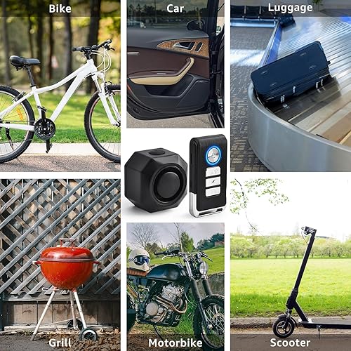 Miniatura 8 de NineLeaf Alarma de bicicleta recargable por USB con soporte, alarma de bicicleta con control remoto, antirrobo inalámbrico sensor de movimiento de