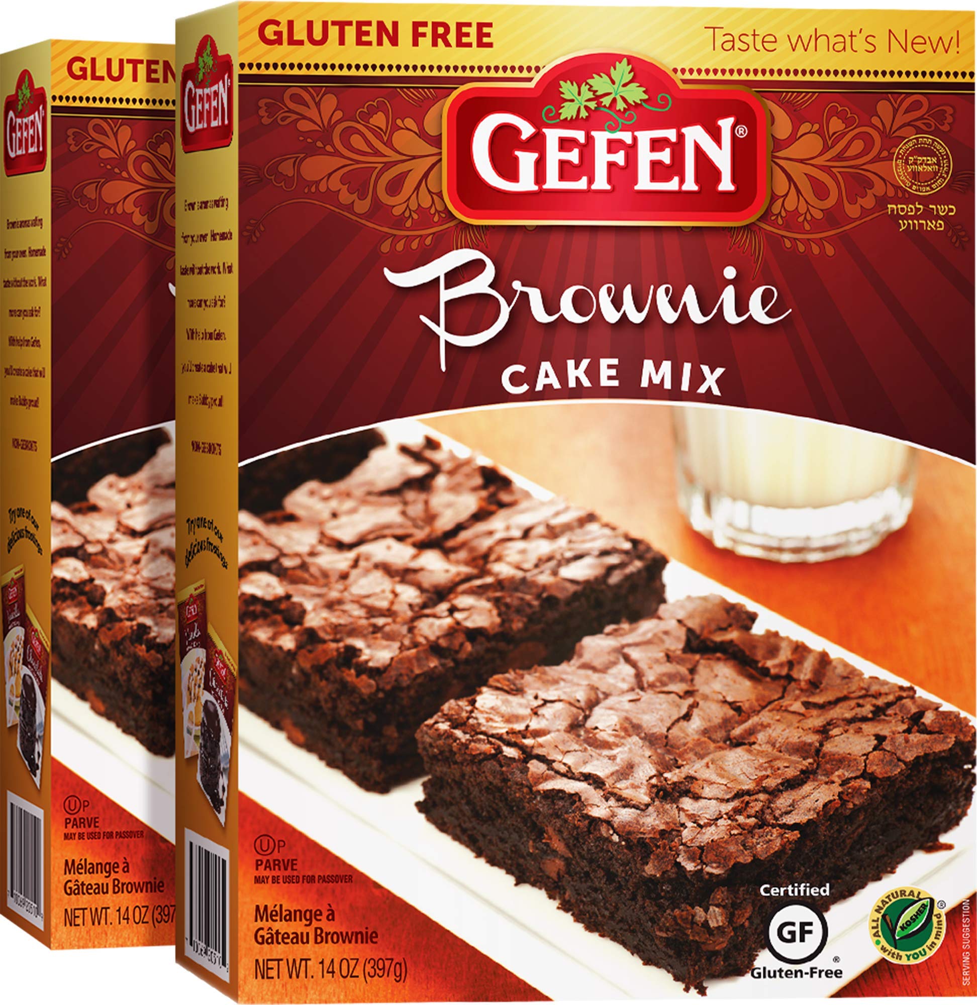 Gefen Gluten Free Brownie Fudge Cake Mix 14oz (2 Pack) | Grain Free | Soy Free | Dairy Free | Kosher for Passover, Quick and Easy instructions
