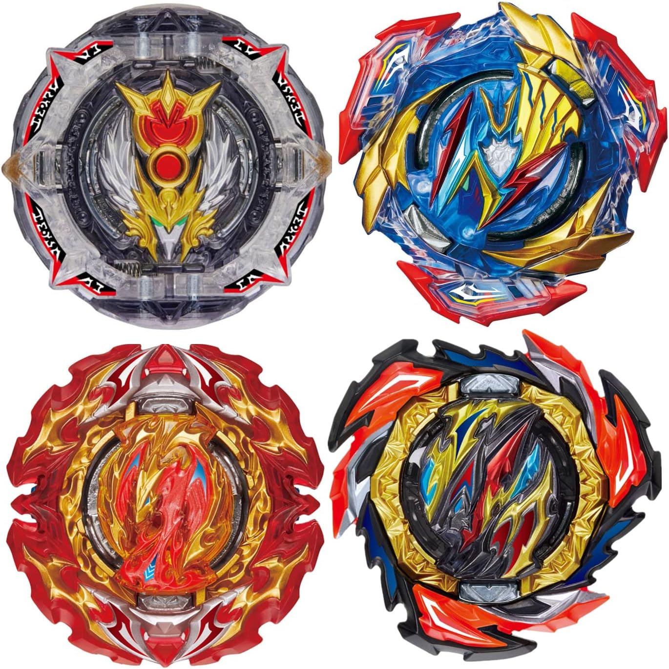 WTUME B-193 Ultimate Valkyrie 4-Piece Bey Battling Gyro Tops Set, Battle Burst Tops with Dangerous Belial Greatest Raphael Prominence Phoenix, Kids Boys Birthday Party Gift Idea