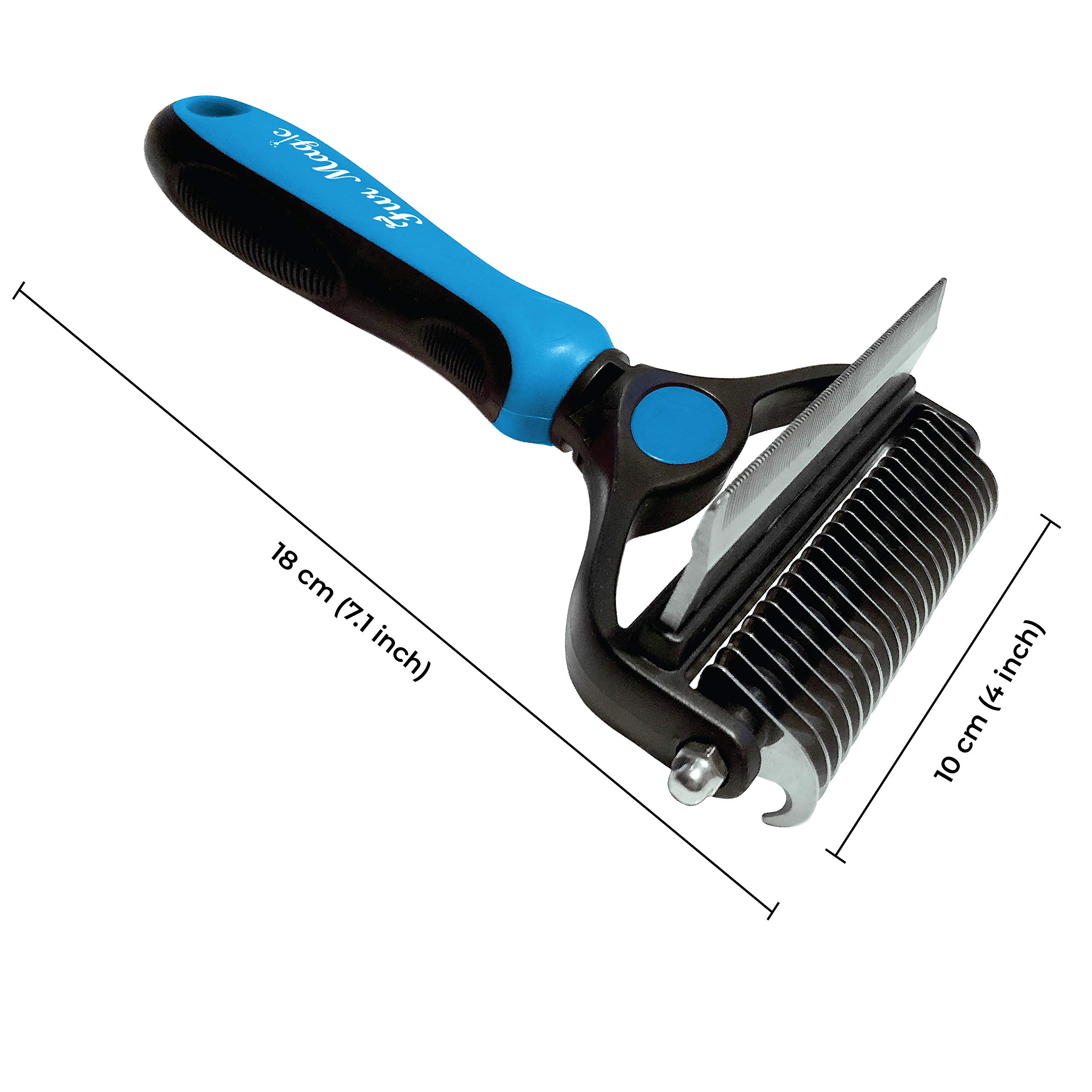 Fur Magic Herramienta para deshedding y desmatting, cepillo de aseo para mascotas de 2 caras para deshedding y eliminación de enredos para perros y gatos con cabello largo, mediano y corto, tamaño