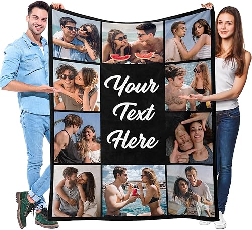 Miniatura 8 de Manta personalizada con texto de fotos, collage de fotos personalizada, carga tu imagen, manta de forro polar personalizada, regalos de San Valentín
