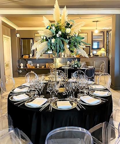 Miniatura 438 de Paquete de 8 manteles redondos blancos de 90 pulgadas, manteles redondos de poliéster lavables para mesa de tela decorativa resistente a