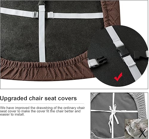 Miniatura 3 de Genina Fundas de asiento impermeables para sillas de comedor, fundas para sillas de comedor, fundas para sillas de cocina (chocolate, 6 piezas)