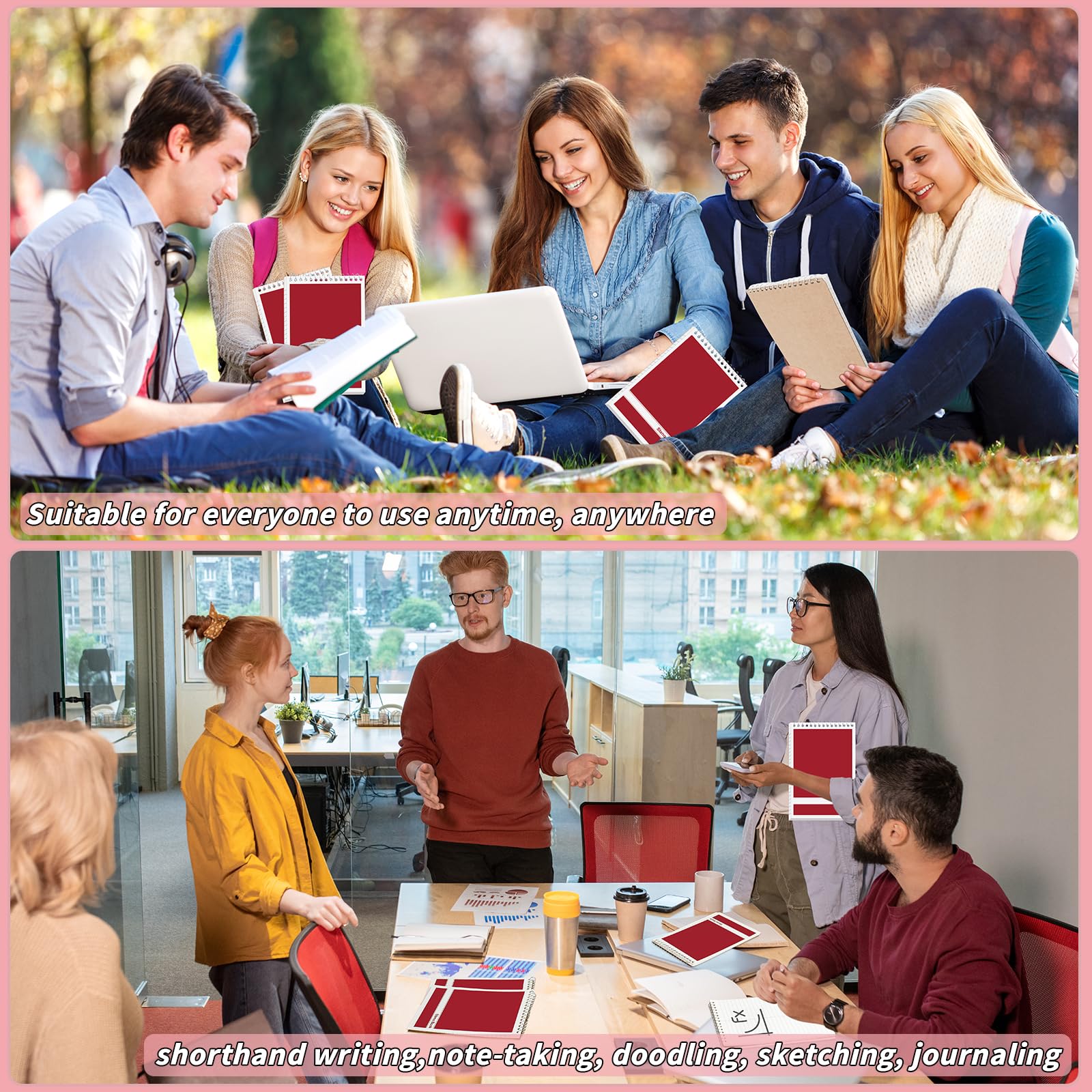 Confezione da 16 blocchetti Steno da 15,2 x 22,9 cm, con parte superiore a spirale, 60 fogli di carta da scrittura con regole Gregg, quaderni per studenti, insegnanti, uomini, donne