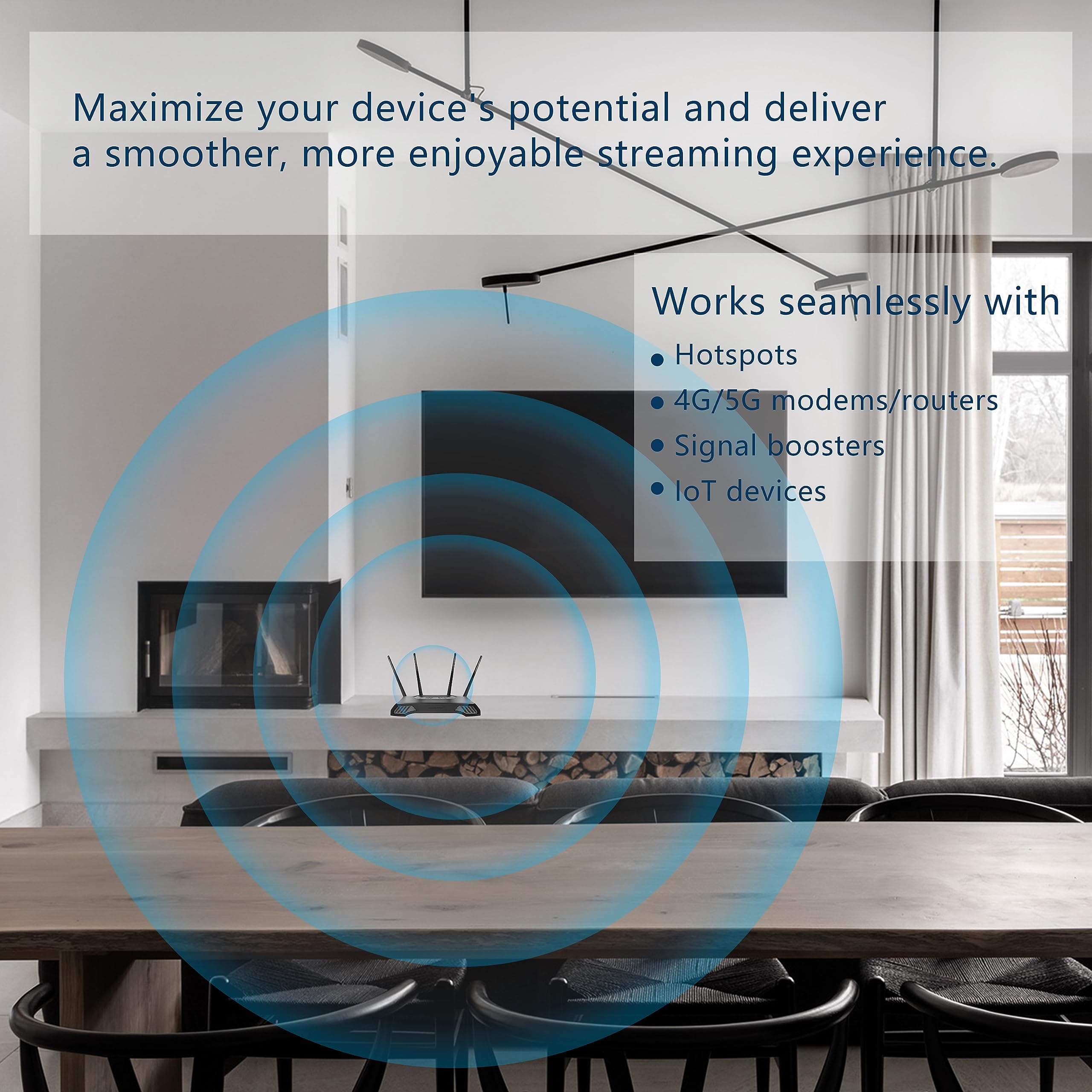 Antenne omnidirectionnelle 4G 10 dBi 698-2700 MHz avec Double câble coaxial à Faible Perte de 10 m pour routeurs, modems, Booster avec Ports d'antenne SMA/N/TS9