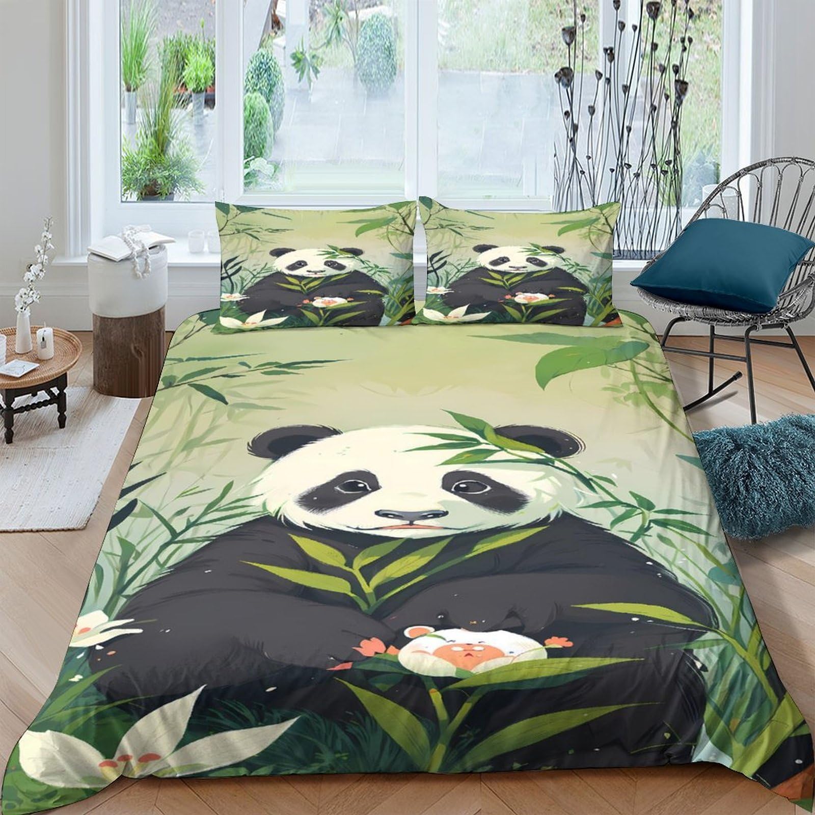 Ctjqhvkz Style-9 3D Printed Panda Bamboo Fitted Sheet Microfiber Soft Breathable Cartoon Animal Mattress Cover Bedroom Decor Single（135X200cm）