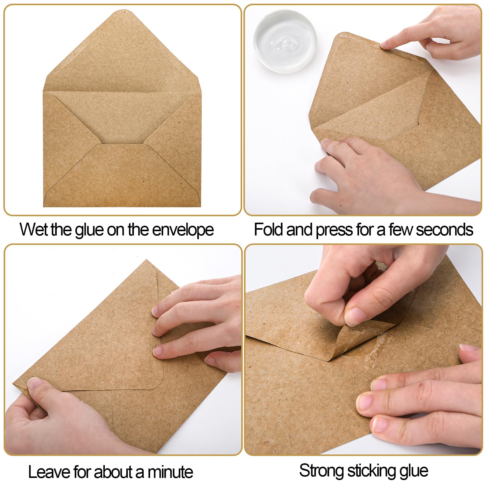 Nicunom Paquete de 150 sobres de papel kraft, sobres marrones de 4 x 6 pulgadas, sobres de papel kraft autoadhesivos, sobres de invitación, sobres de tarjetas, sobres de postal