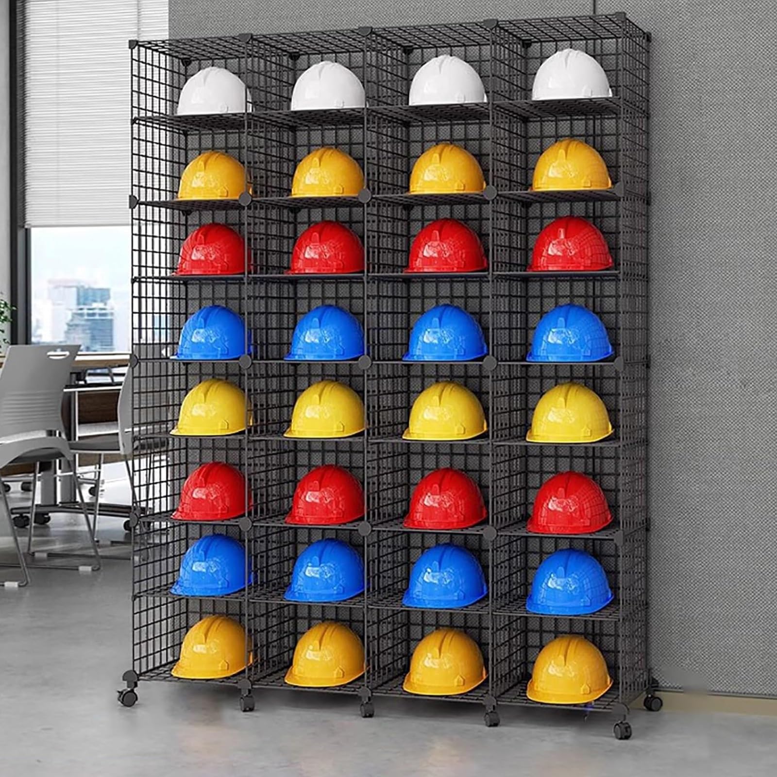 Casque Chantier Étagère de Rangement pour Casques de Chantier pour Bureau/Atelier, étagère de Bureau Mobile pour dossiers/Bouteilles d'eau, pour Magasin de détail/Usine