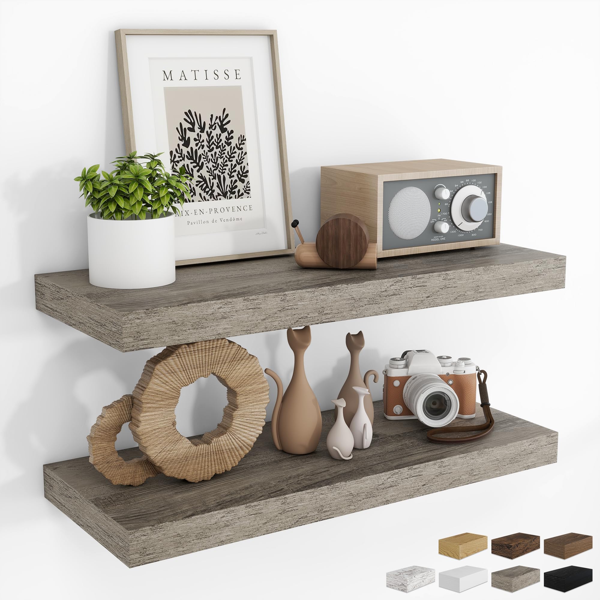 RICHFOCUS Bathroom Floating Shelves for Wall 2Pack|Grey|28" L