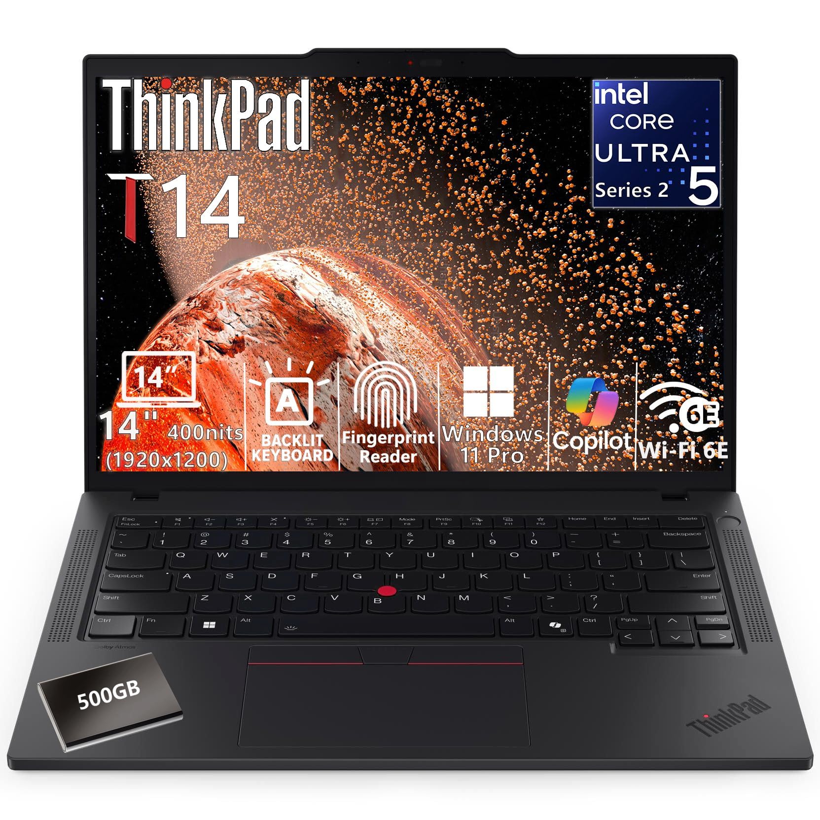 ThinkPad T14 Gen 6, Ultra 5 225U, 16GB DDR5, 1TB SSD, Win 11 Pro | 500GB Portable HDD, Bu…
