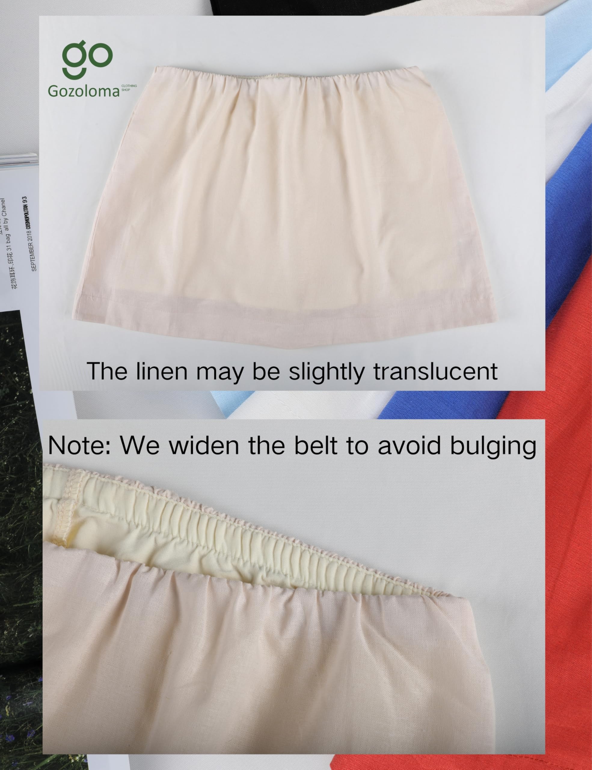 Gozoloma Womens Cotton Linen Skorts Casual Cute A-Line Mini Skirts with Ruffle Inner Waistband(Apricot-S)