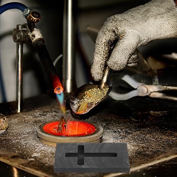Graphite Cross Casting Mold for High-Temperature Gold, Silver, Copper, Aluminum, Zinc, and Brass Ingot Melting – Metal Refining Mold for Jewelry Making and Metal Scrap Melting