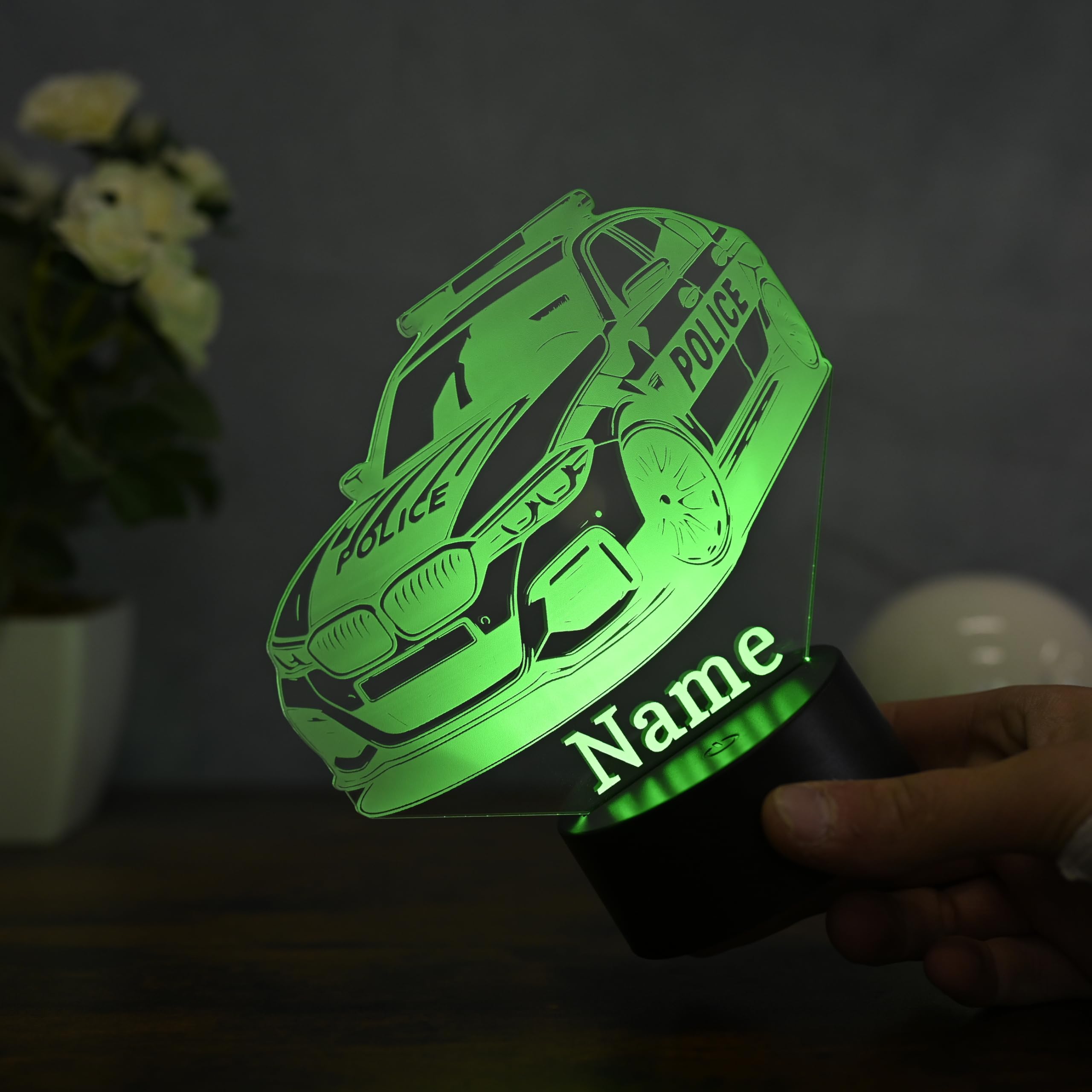 Personalisiertes LED Nachtlicht Polizei Geschenk idee für Polizeifans, dekoration für Polizisten und Polizistinen Sport auto als Polizei auto