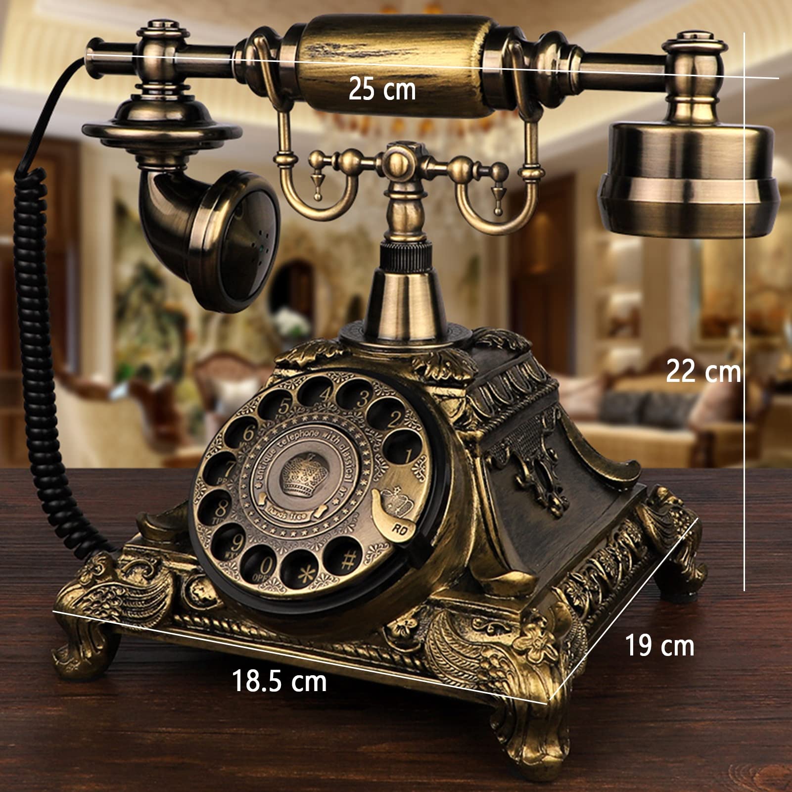 Telefono, Telefono retrò a Disco, Telefono retrò Classico, Telefono Fisso in Stile Vintage, Telefono Fisso per casa e Ufficio, Telefono da scrivania con quadrante Rotante Vecchio s