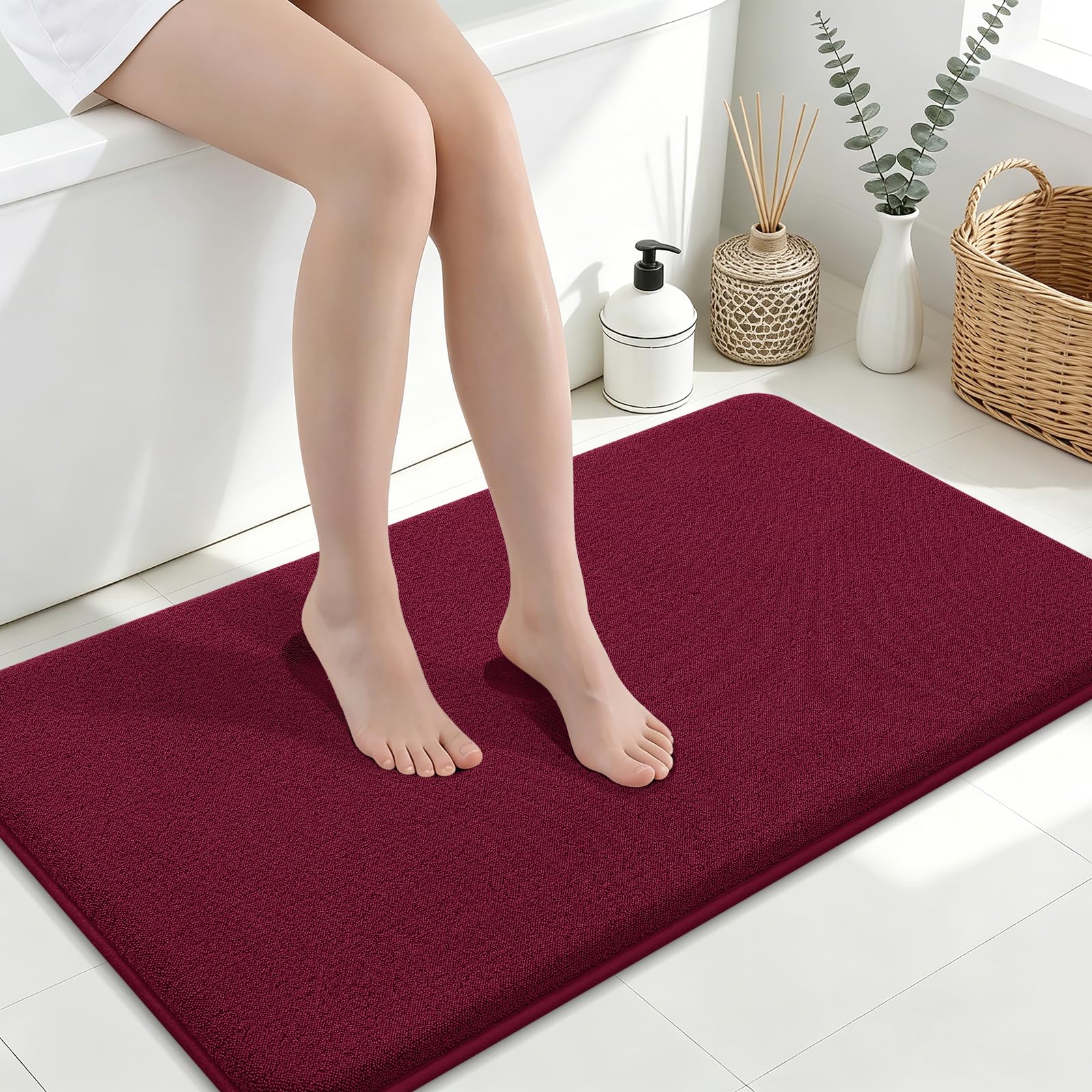 Smiry Smiry Memory Foam Bath Mat 40x24, Extra Soft Absorbent Bathroom Rugs