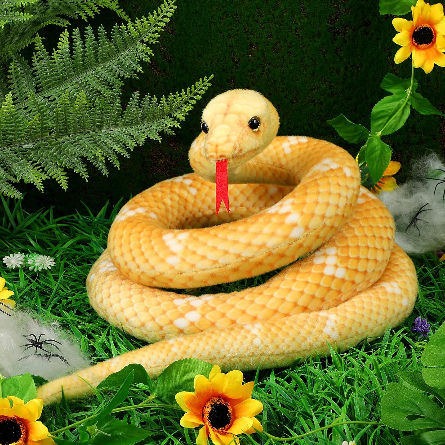 HyDren Giant Boa Constrictor Large Stuffed Animal Snake Realistic Giant Plush Stuffed Snake Toy 80 Inch Lifelike Animal Gifts for Kids Birthday Party Prank Props(Yellow) - Image 6