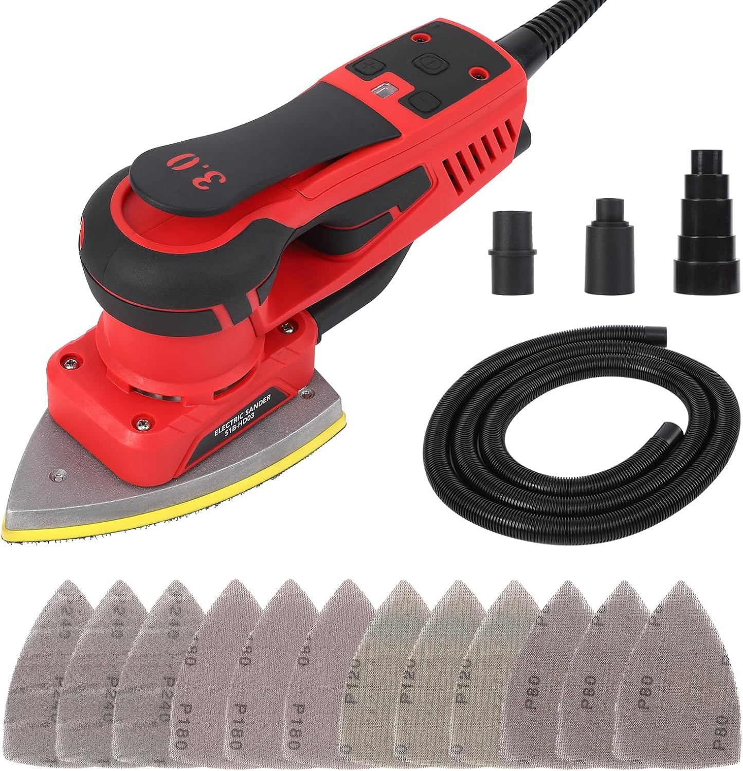 350W Electric Detail Sander, Brushless Motor Mouse Sander with 12 Sanding Paper,10000 RPM Low Vibration Electric Corded Wood Sander For Woodworking,
