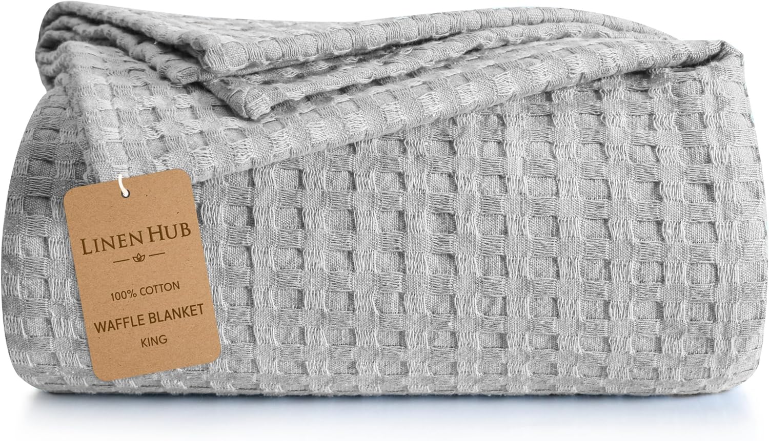 Linen Hub 100 Cotton Prewashed Waffle Weave Blanket King Size 102x90 inches Perfect Blanket