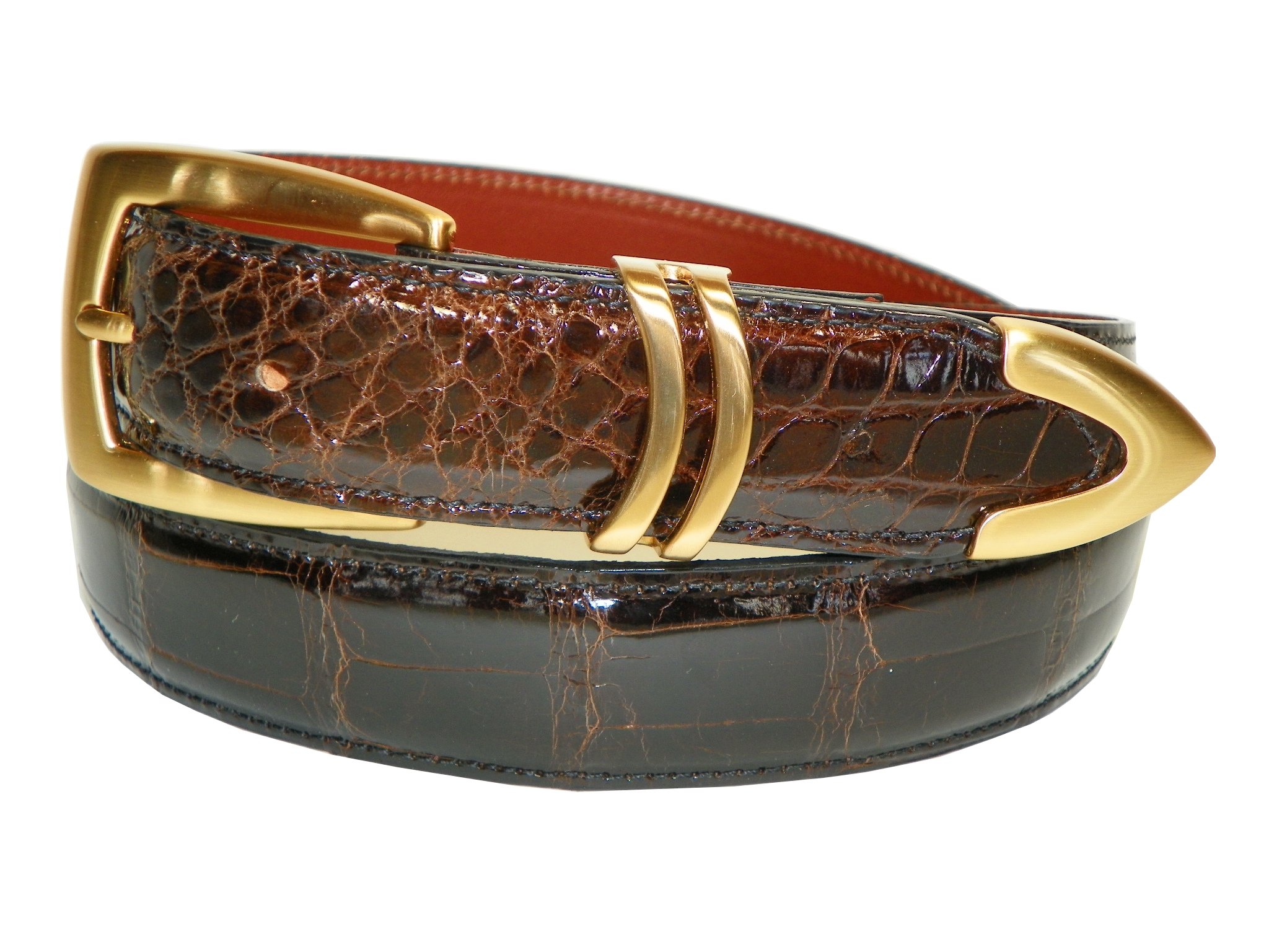 Charles Underwood Mens Genuine Alligator Belt with Scottsdale 3-Piece Buckle Set