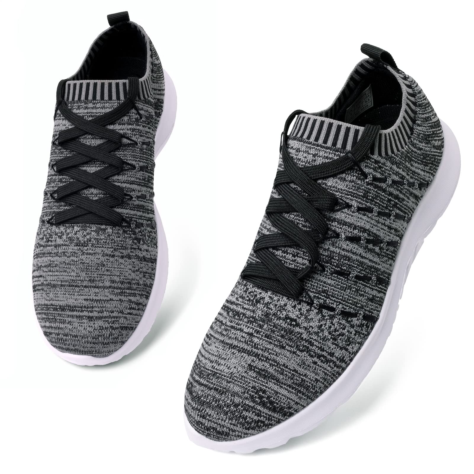 Womens Trainers Running Shoes Athletic Slip-on Mesh Gym Wide Fit Ladies  Walking Shoes Lightweight Sports Sneakers Black-Grey Size UK 6(EU 40)