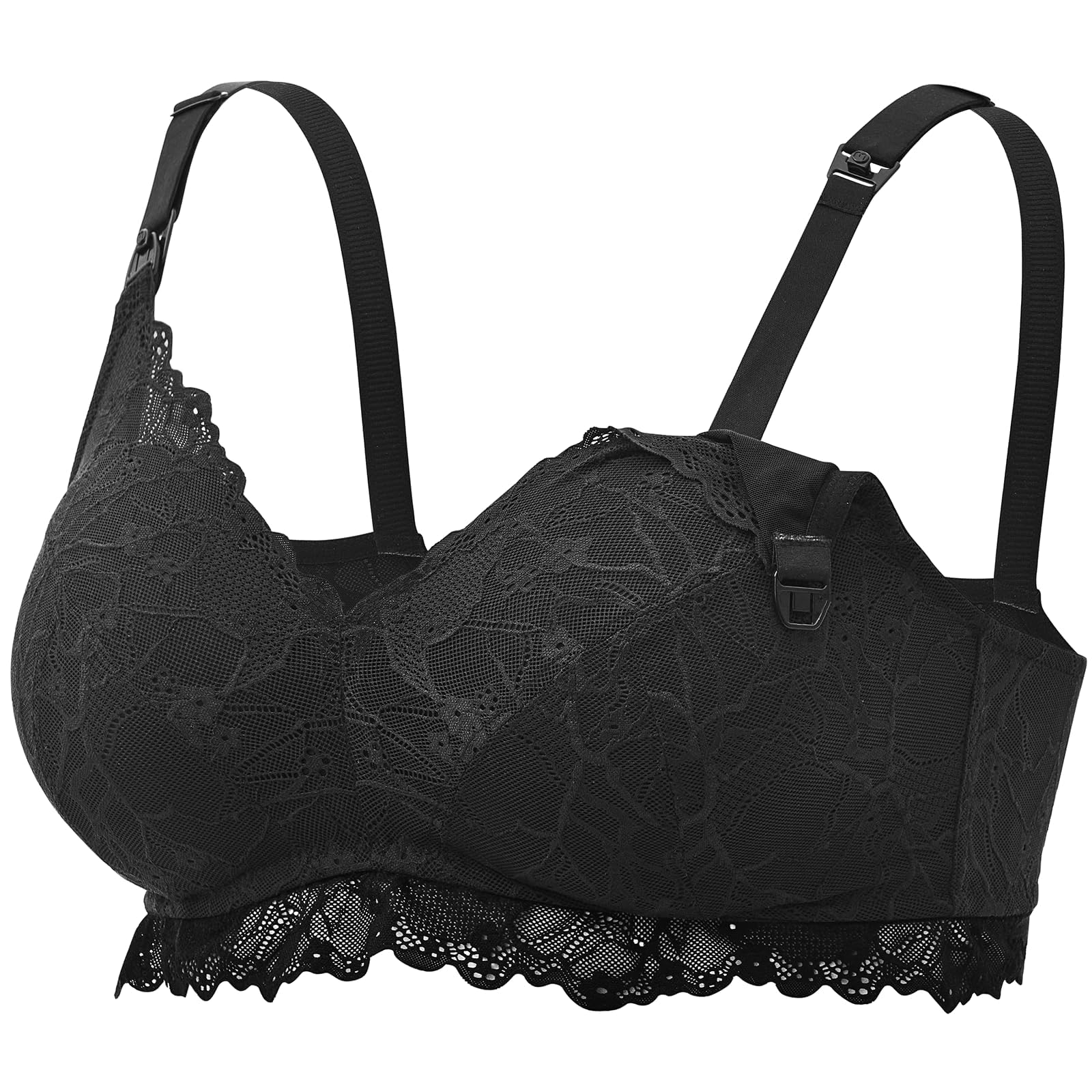 momcozy Reggiseno Allattamento in Pizzo, Senza Ferretto, Imbottito, Scollo a V, per Gravidanza e Allattamento, Morbido e Confortevole