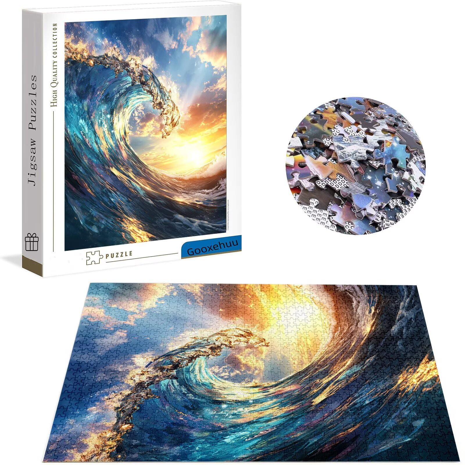 Puzzle 3000 elementów dla dorosłych 3000 elementów, fale puzzle, gry edukacyjne, drewniane puzzle, krajobraz, puzzle, prezenty dla nastoletnich chłopców w wieku 14-16 lat, 122 x 81 cm, g-728