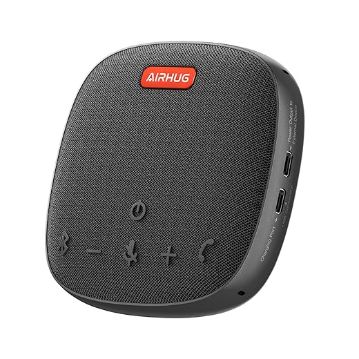 AIRHUG Bluetooth Speakerphone,Conference Speaker with Microphone,6 metes HD Voice Pick Up,Advanced Noise Reduction Algorithm,USB-C Plug & Play,Compatible with Zoom,MS Team,Skype