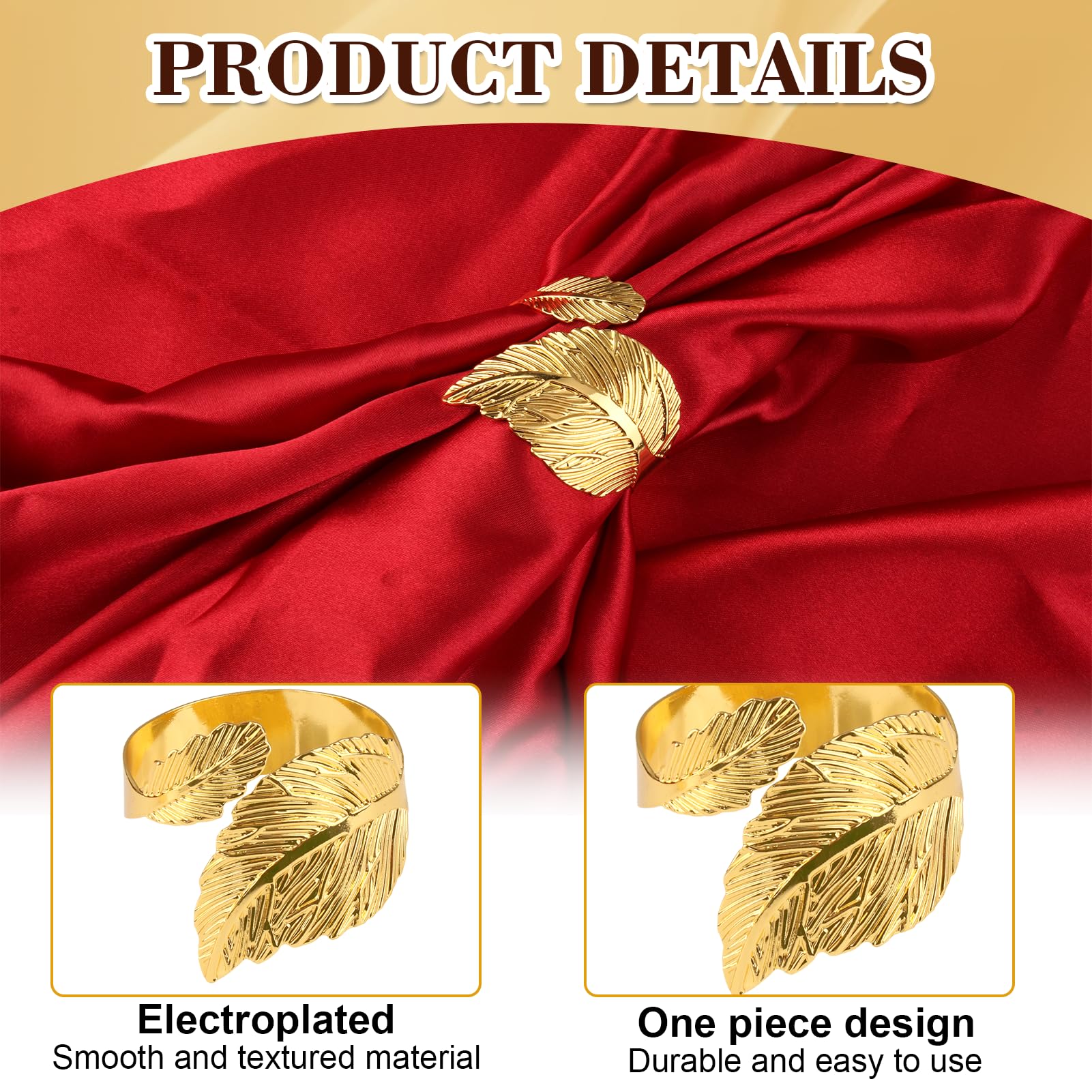 Kasoud Leaf Napkin Rings, 6PCS NapkinRings, Foliage NapkinRings - Image 3