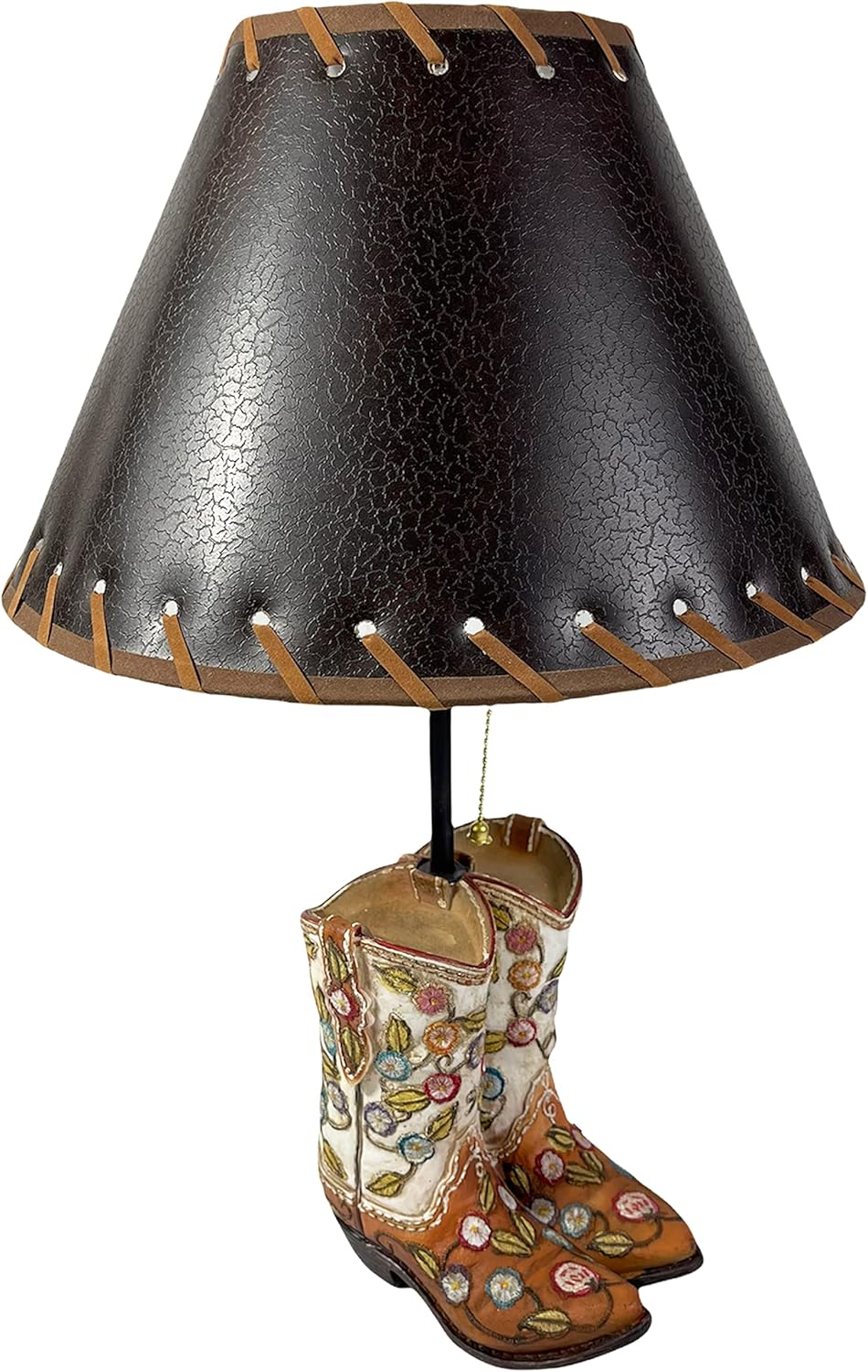 Urbalabs Western Cowboy Boot Lamps Horse Floral Turquoise Brown Silver Saddle Spurs Rustic Home Texas Decor Table Lamp Farmhouse Nightstands Living Room End Tables Lamp Only (Floral)