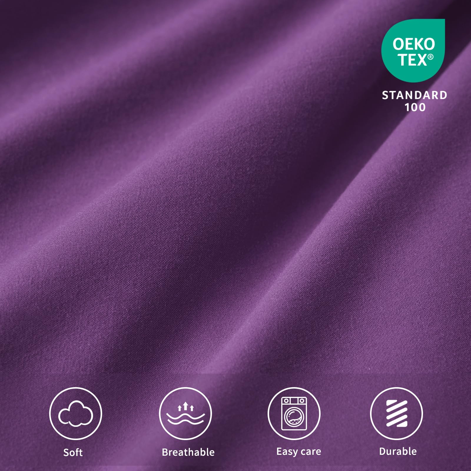 Tifschlaf Double Fitted Sheet Deep, Purple Bed Sheet Extra Deep Pocket 16 inch (40 cm) - Image 4