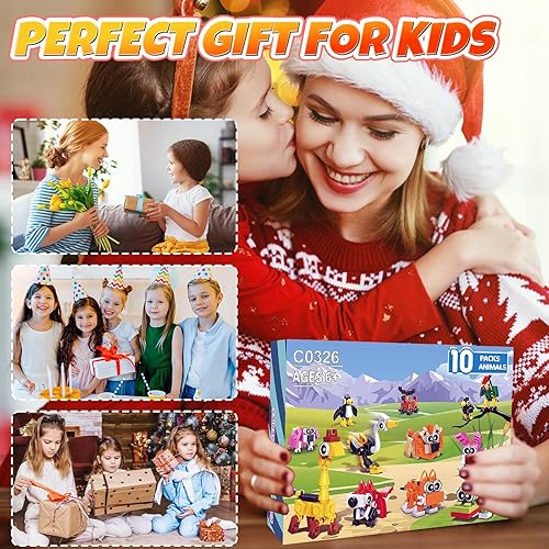 Miniatura 6 de Recuerdos de fiesta para niños, paquete de 20 unidades de 30 tipos de figuras de animales, bloques de construcción, juguetes de Navidad, cesta de