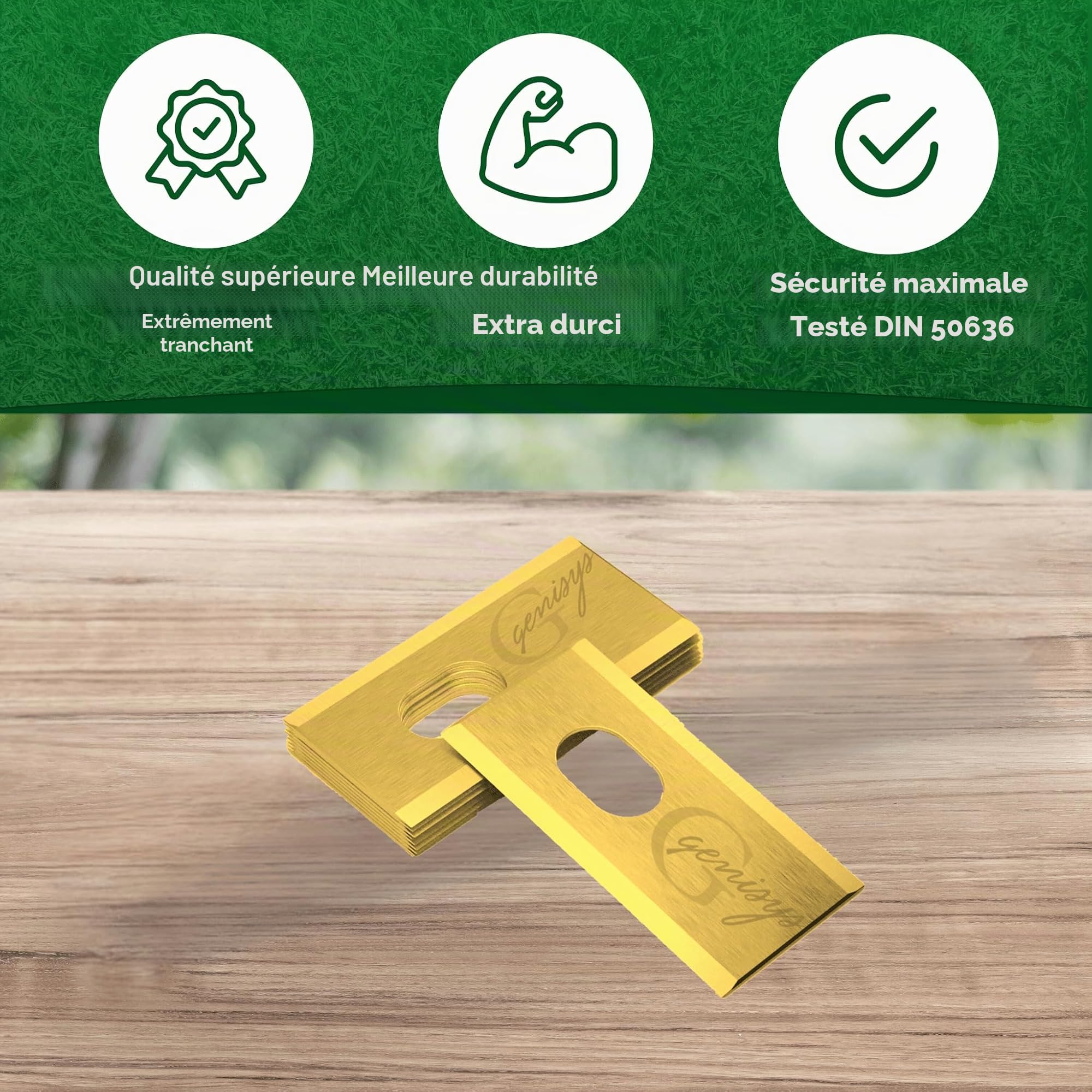 Couteau en titane compatible avec Dreame A1 A2 Mova Lames de rechange en acier inoxydable LongLife [incassable, certifié DIN EN 50636], pièce : 12 + 12 écrous